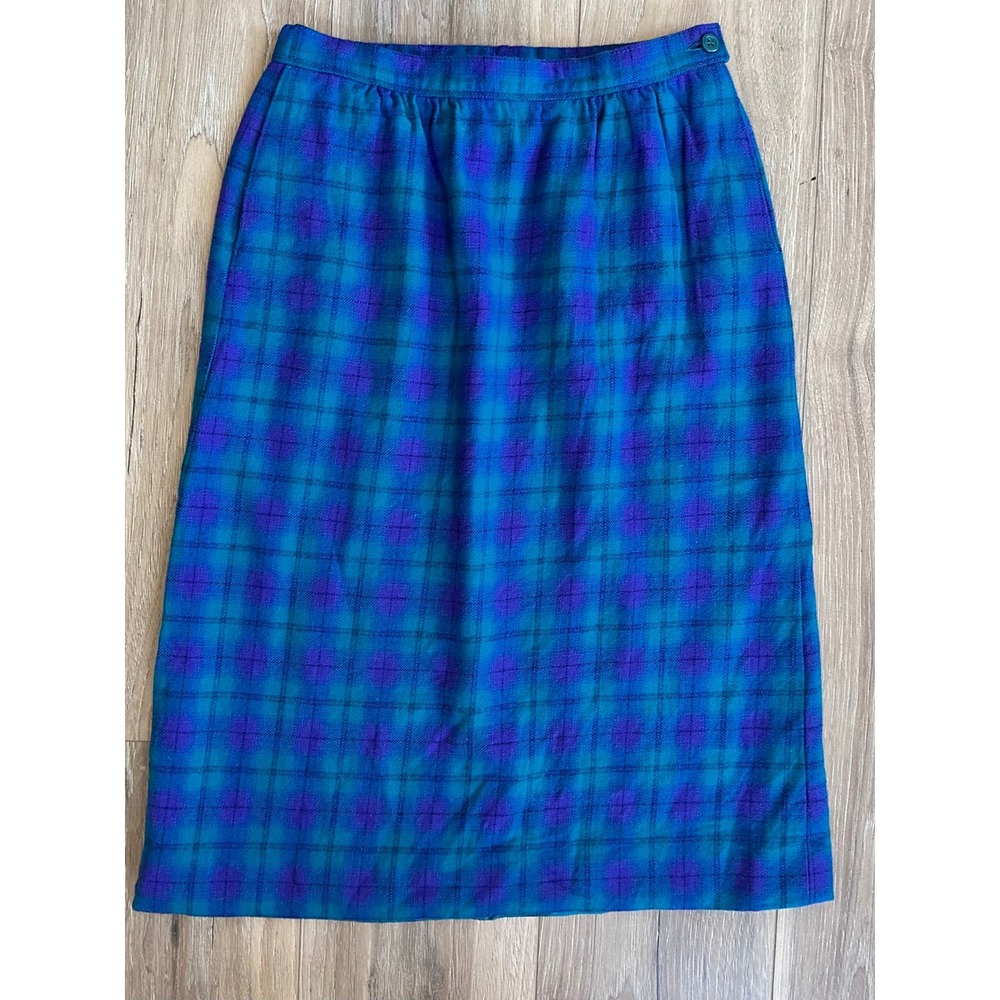 VTG Pendleton Wool Plaid Midi Skirt Size 10 USA Dark Academia Prairie Western - Picture 2 of 6